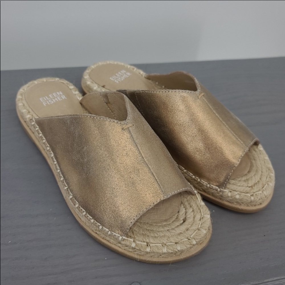 Eileen Fisher Milly Letallic Leather Slide Sandals